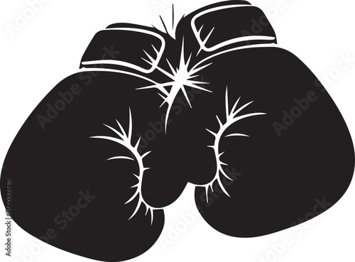 Pair of black boxing gloves ready for intense combat sport competition and training