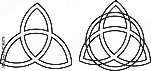 Ancient celtic trinity knot symbol icon set. Celtic trinity symbols. Triquetra icon set. Celtic knot symbol in on transparent background

