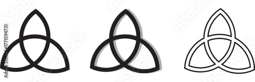 Ancient celtic trinity knot symbol icon set. Celtic trinity symbols. Triquetra icon set. Celtic knot symbol in on transparent background
