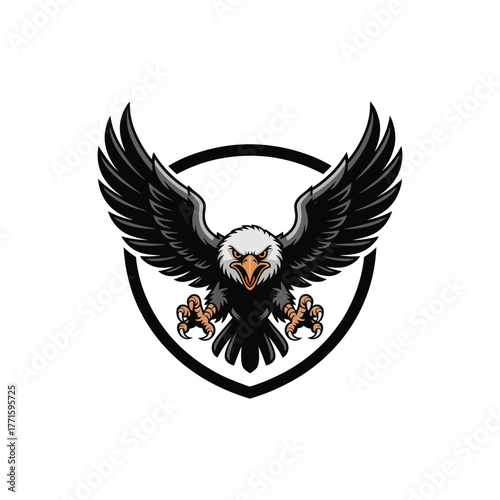 Aggressive Eagle Mascot Logo with Shield Badge Design