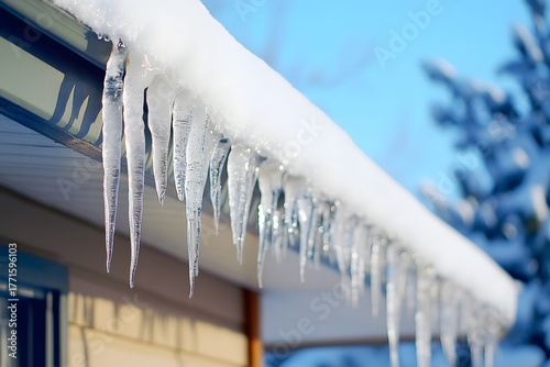 Icicles Blocking Roof Gutter