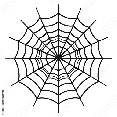 Intricate Black Spiderweb on White Background Halloween Decoration Pattern