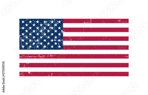 Vintage flag of USA with scratches