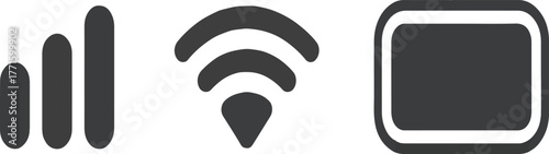 Vector graphic of mobile device status icons showing cellular network signal WiFi connection and battery level