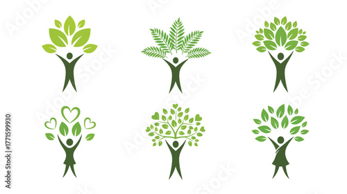 Diverse Tree of Life Logos - Symbolizing Growth, Harmony, and Environmental Stewardship