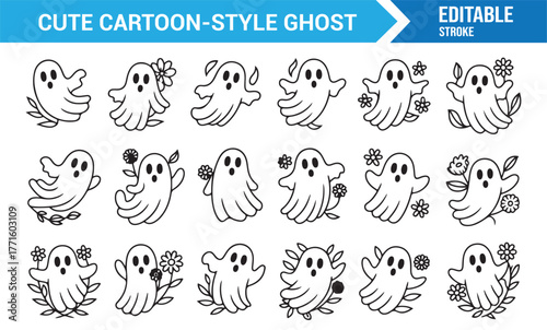 Friendly ghost vector icons — spooky yet adorable Halloween design elements
