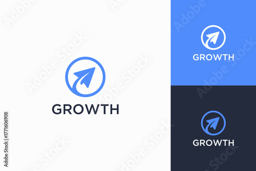 paper airplane logo depicting growth.