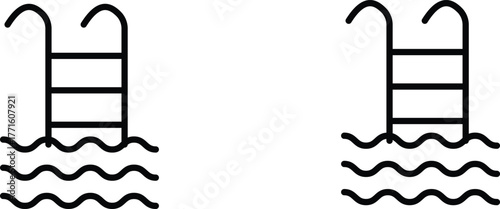 ladder in swimming pool  icon vector graphic illustration  with white background flat hand made icon fill icon .