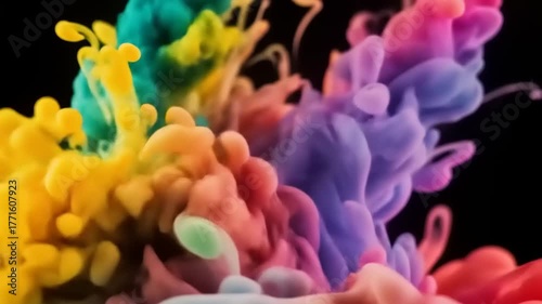 Colorful ink splash creating vibrant abstract patterns