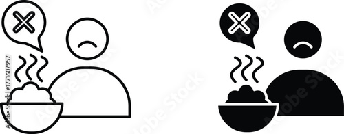 loss of appetite icon vector graphic illustration  with white background flat hand made icon fill icon .