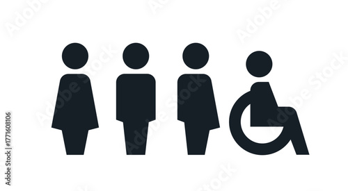 All gender restroom sign. Toilet line icon, linear style vector pictogram. WC gender symbol.
