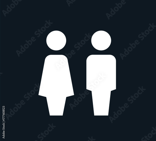Gender icon. Man and Woman icon isolated minimal design. Toilet line icon, outline vector sign, linear style pictogram isolated on white. WC symbol, vector logo illustration.
