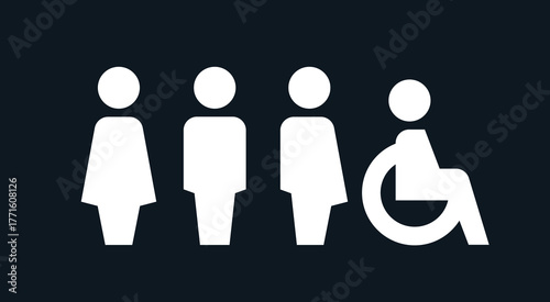 All gender restroom sign. Toilet line icon, linear style vector pictogram. WC gender symbol.
