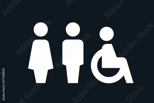 WC pictograms: standard and accessible toilet. Toilet icons, pictograms. WC symbols, vector logo illustration.
