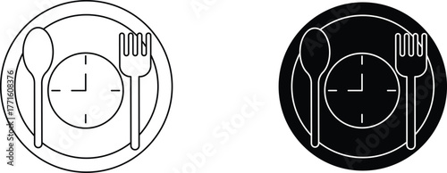 lunch time  icon vector graphic illustration  with white background flat hand made icon fill icon .