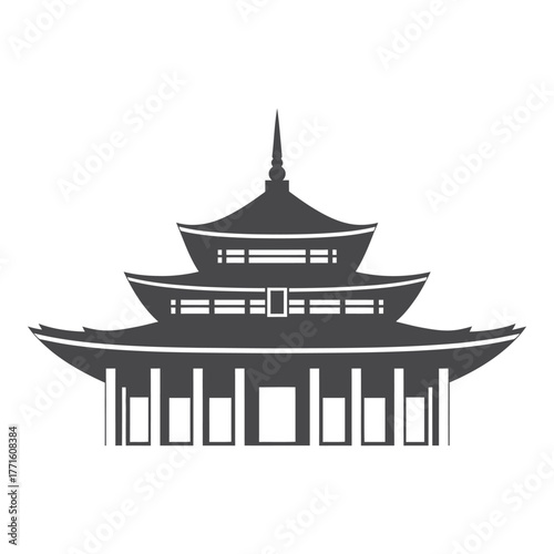 Elegant silhouette of traditional asian pagoda architecture symbolizing spirituality and heritage for diverse design applications silhouette