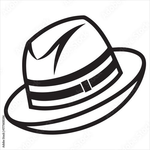 black line art  hat drawing