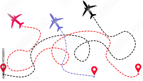 Airline routes and aircraft. Commercial aircraft, Flying, Abstract, Art, General Aviation