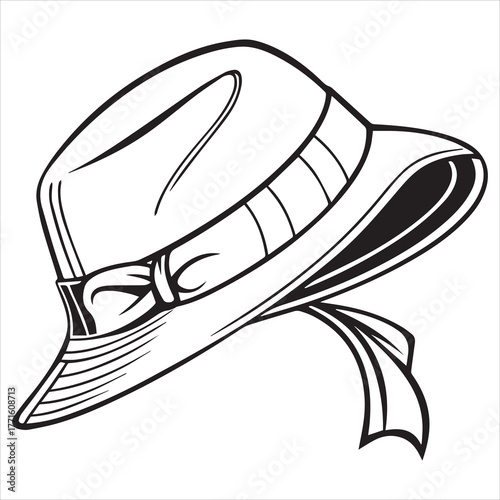 black line art  hat drawing