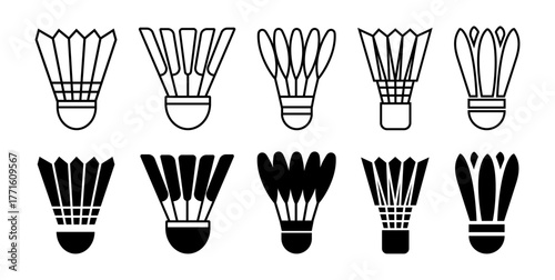 Shuttlecock icon set. Vector graphic illustration. Suitable for website design, logo, app, template, and ui.