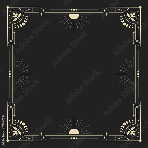 Magic vector frame . Mystic frame for tarot, esoteric, astrology design. Template for poster and prints.