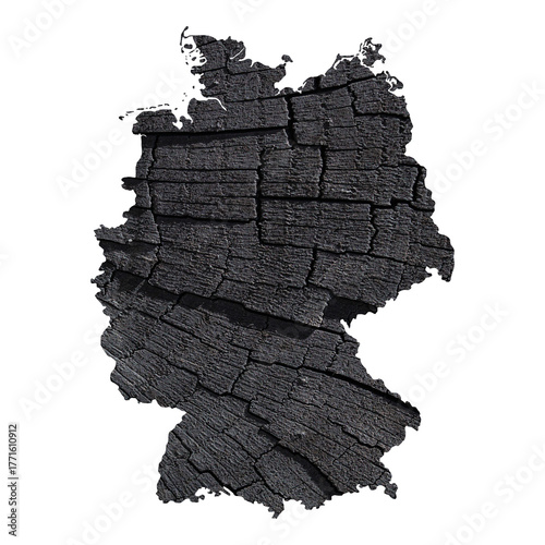map of Germany on old black colored wood surface