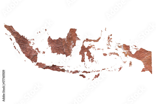 map of Indonesia on red stone surface
