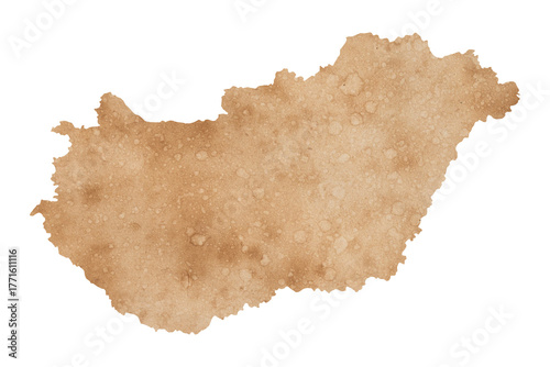 map of Hungary on old brown grunge paper