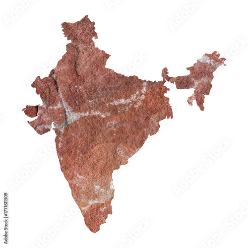 map of India on red stone surface