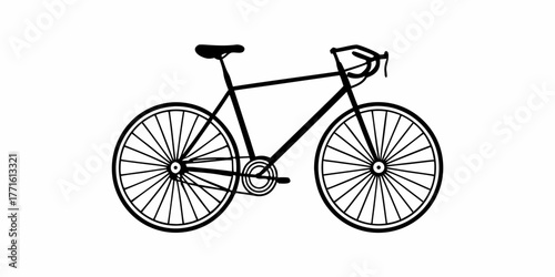 Simple Black and White Bicycle Illustration for Transportation and Cycling Concepts