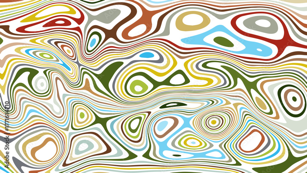 Obraz premium ABSTRACT ILLUSTRATION MARBLED TEXTURE LIQUIFY PSYCHEDELIC COLORFUL DESIGN. OPTICAL ILLUSION BACKGROUND VECTOR 