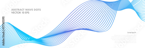 Wave abstract lines fluid blue purple gradient banner for presentation, web site, music poster, energy transfer, connection vector