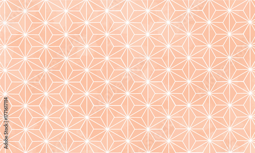 優しいオレンジの麻の葉模様　ベクター