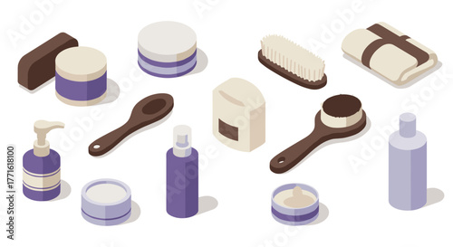 Isometric personal care products collection for spa and beauty routine