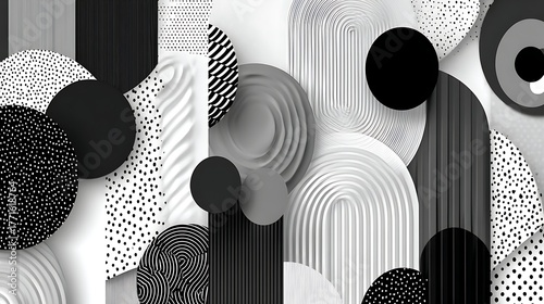 Wallpaper Mural Abstract Minimalist Geometric Illustration with Moire Patterns in Black and White Shades Torontodigital.ca