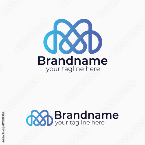 Modern Abstract Cloud Loop Line Logo Design Vector Template for Technology Data Software Digital Network Communication Services Business Branding Identity