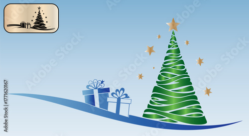 Festive christmas tree and gifts create a joyful holiday season illustration