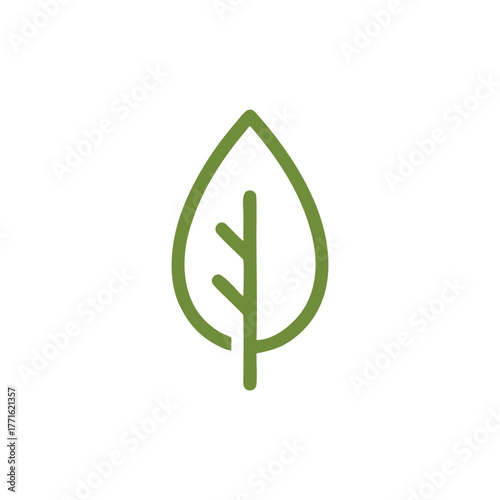 Minimalist Single Leaf Logo Vector | Simple Green Line Art Icon