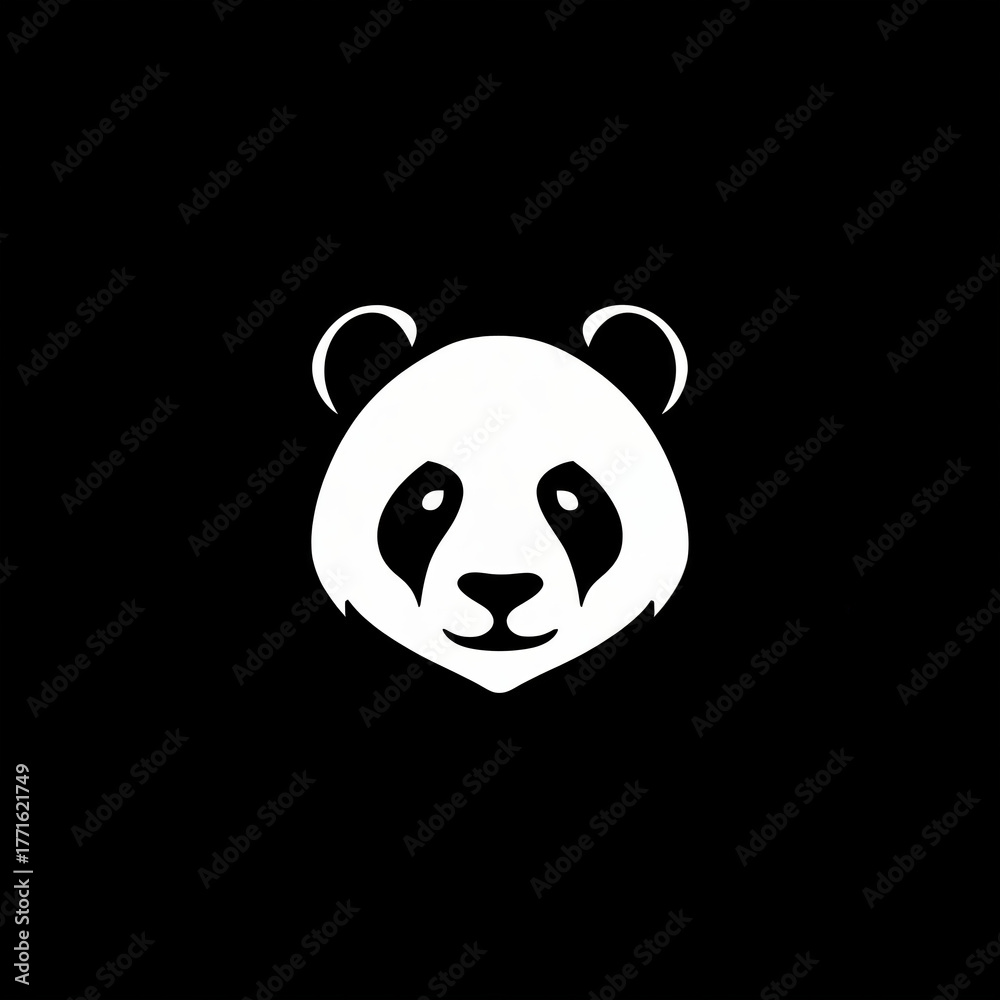 Obraz premium Panda Logo Icon Background Black