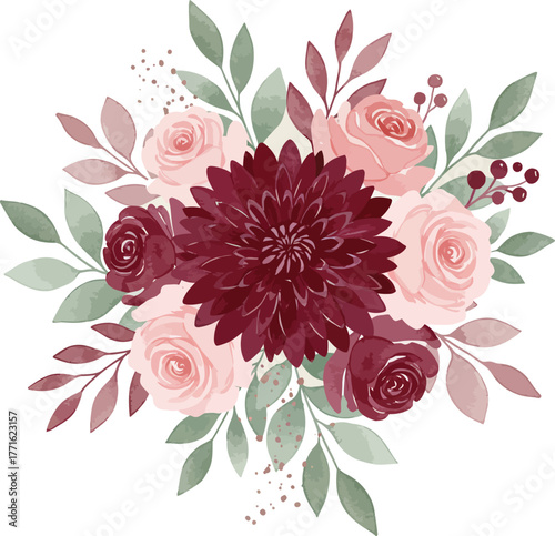 Romantic burgundy and blush floral arrangement for valentine's day