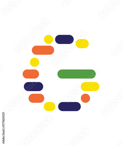 Letter G colorful pixel logo icon design illustration