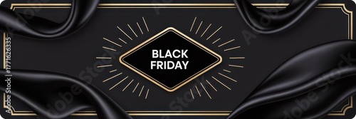 Luxury Black & Gold Black Friday Banner — Diamond Badge Hero Header