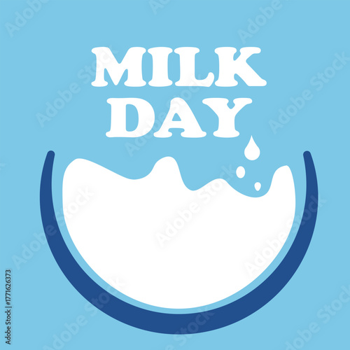 World milk day, abstract background ripple milk on blue background, Vector illustration and flat design