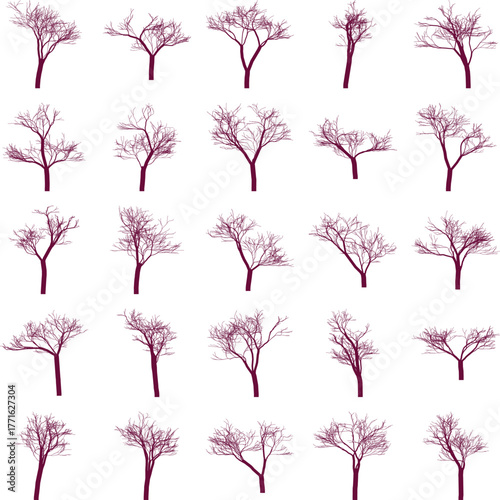 Winter trees bare branches seamless pattern for backgrounds and designs