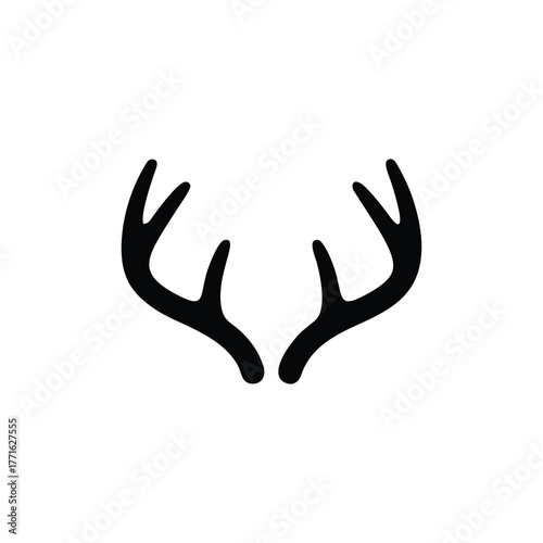 Minimalist Deer Antlers Logo Vector | Simple Black Horns Icon