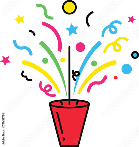 Confetti explosion from party popper