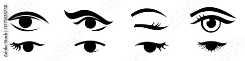 diverse eye expressions in minimalist black and white vector art