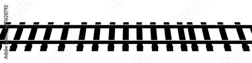 black and white illustration of railway tracks on a transparent background