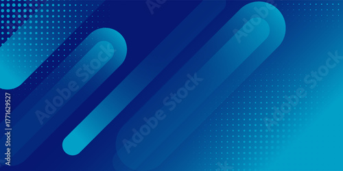 Modern dark blue abstract horizontal banner background with glowing geometric lines, elegant gradient light effect, futuristic vector design suitable for business cover, brochure, flyer,  presentation