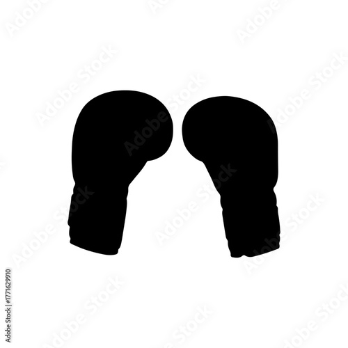 Pair of boxing gloves silhouette vector flat illustration design.